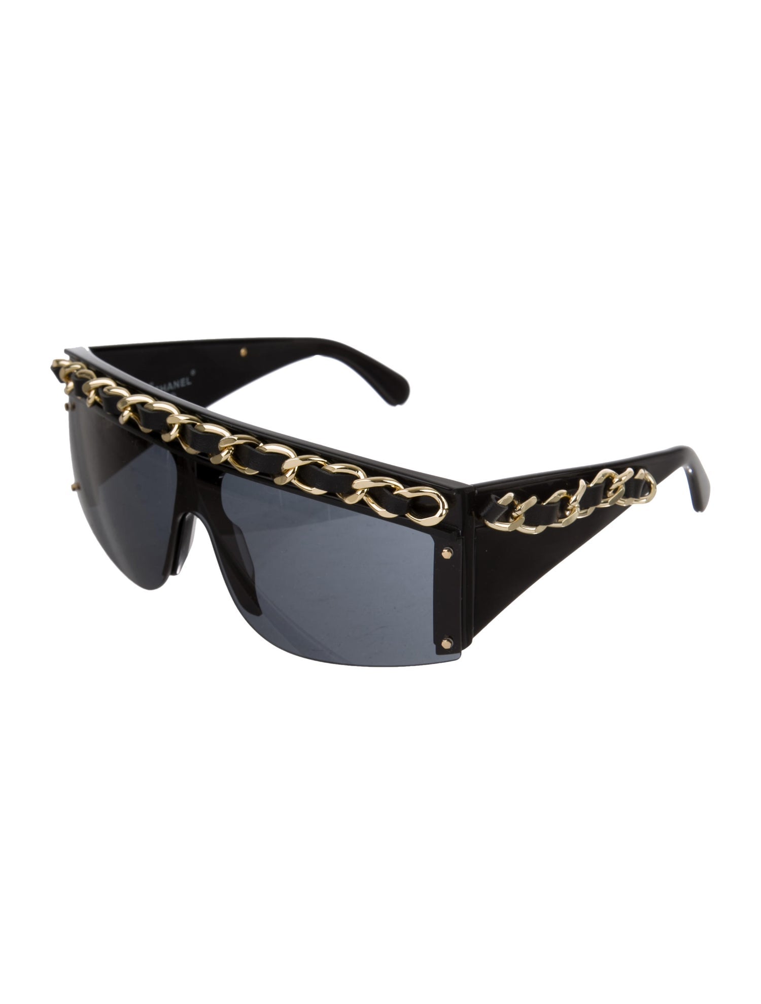 CHANEL CC Chain Sunglasses Eyewear Black Gold Plastic Vintage AK31766k   eBay