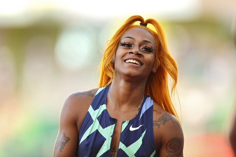 EUGENE, OREGON - JUNE 19: Sha'Carri Richardson looks on after winning the Women's 100 Meter final on day 2 of the 2020 U.S. Olympic Track & Field Team Trials at Hayward Field on June 19, 2021 in Eugene, Oregon. (Photo by Patrick Smith/Getty Images)
