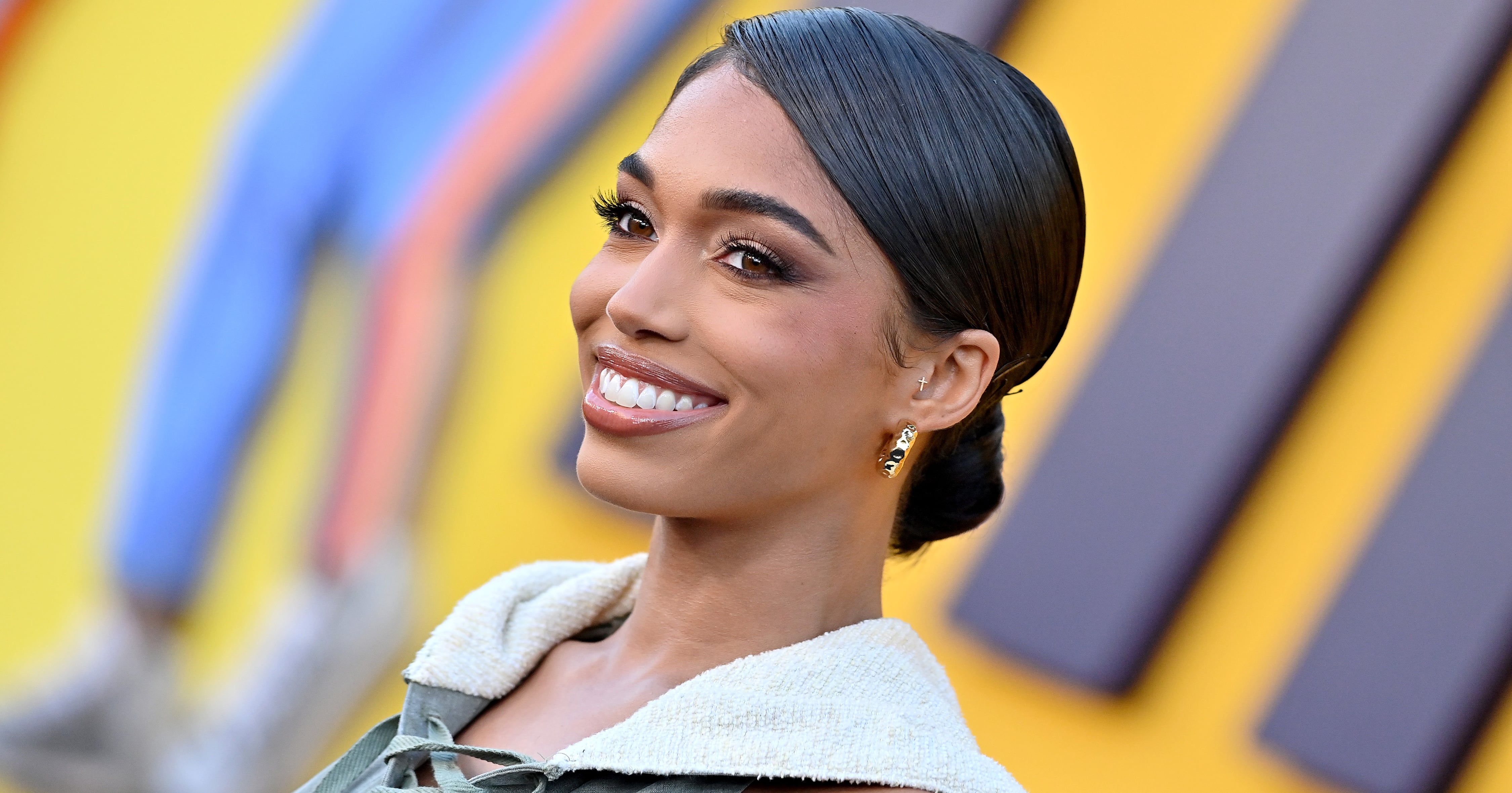 Lori Harvey’s Pink Attico Bikini on Vacation in Europe