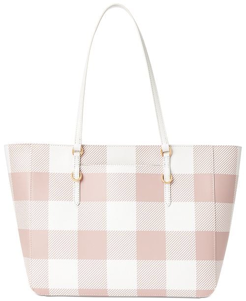 Lauren Ralph Lauren Saffiano Leather Gingham Tote | Selena Gomez's Sporty  Airport Look Is All We Want to Wear — Especially Those White Sneakers |  POPSUGAR Fashion Photo 18