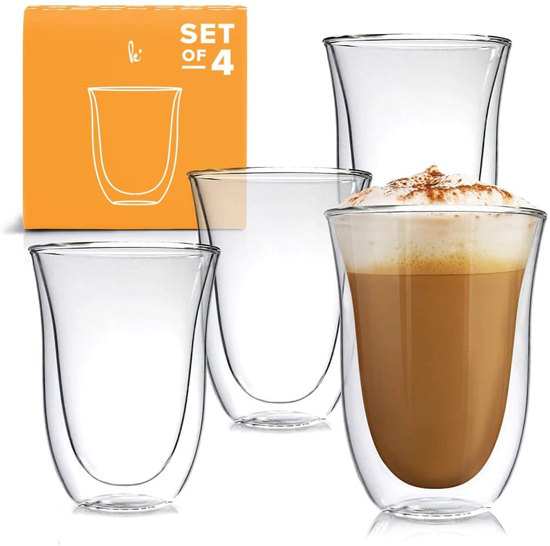 Latte Cups Double Walled Coffee Glasses Set of 4