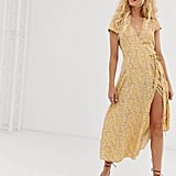 Cloud print ruffled wrap dress clearance