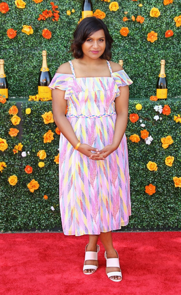 Kaling went for pastels in a rainbow-hued Shoshanna dress for the Veuve Clicquot Polo Classic in 2015.