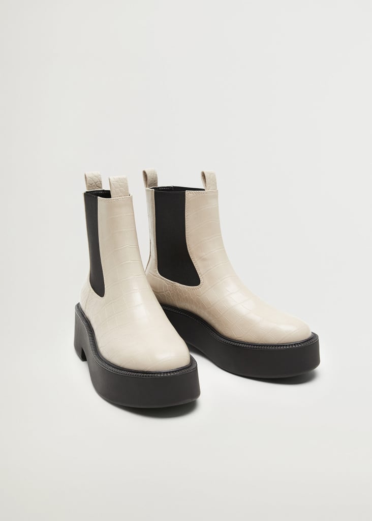 Violeta by Mango Croc Effect Ankle Boots