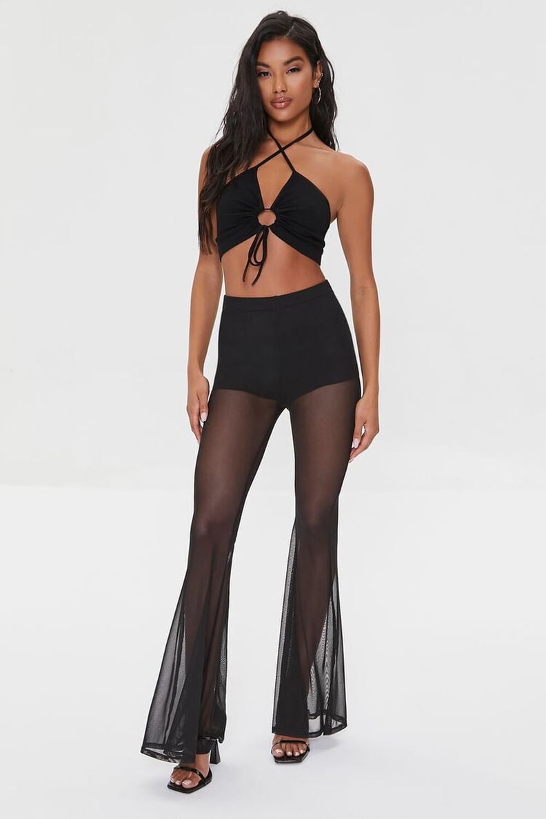 Flared Pants: Forever 21 Mesh High-Rise Flare Pants