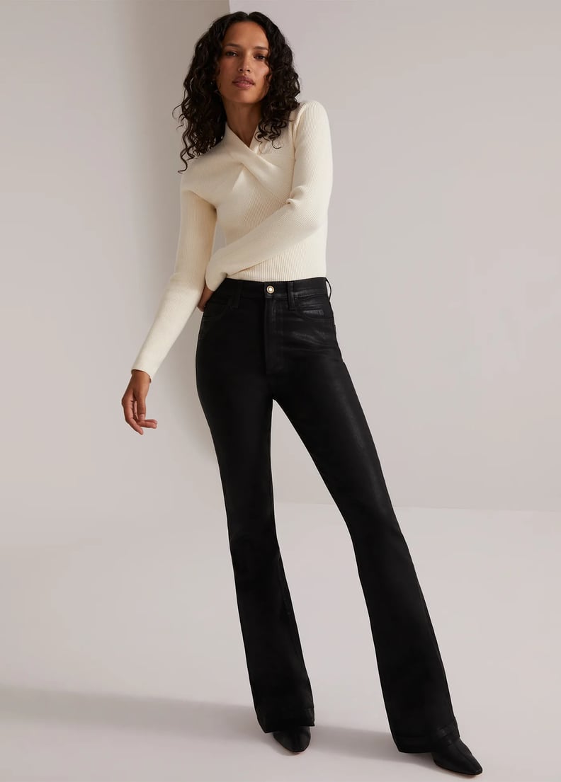 Waxed Leather-Effect Business Casual Jeans For Women