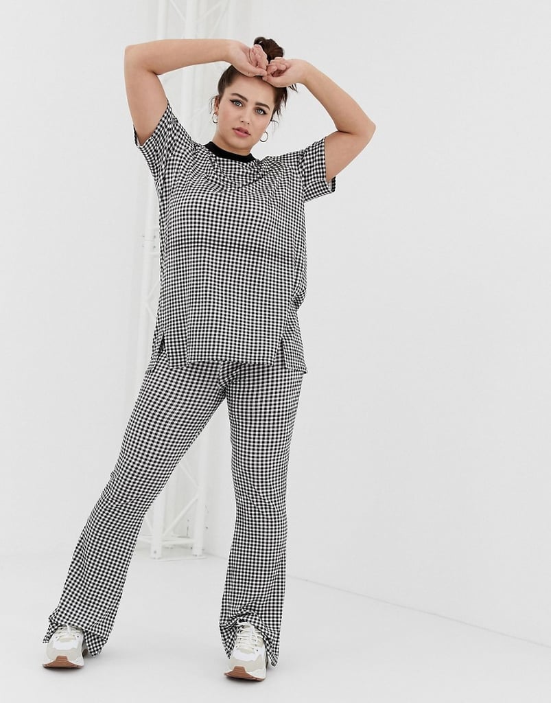 Daisy Street Gingham Oversized T-Shirt and Flared Leggings