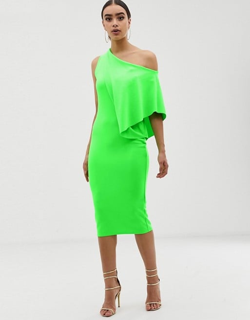 ASOS DESIGN Neon Cape Side Midi Pencil Dress Kendall Jenner s