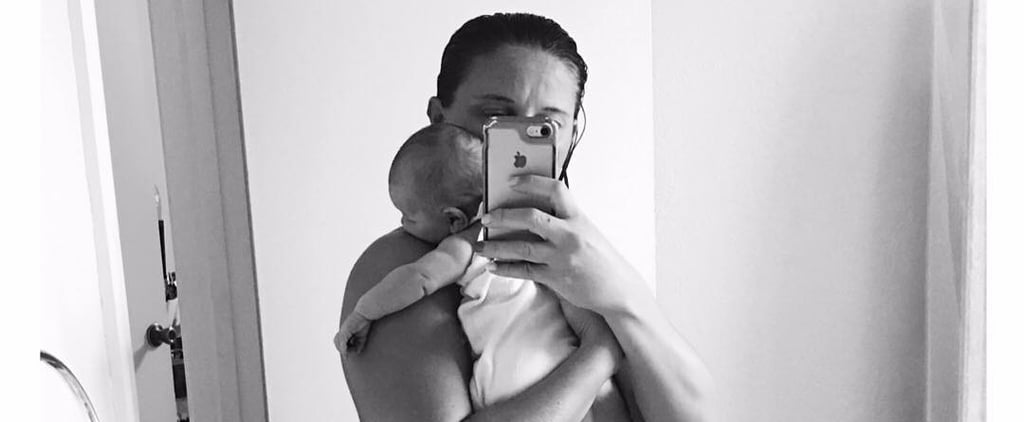 Mom's Topless Postpartum Selfie in Granny Panties