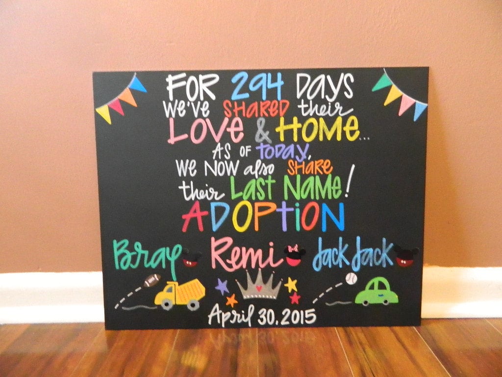 A Hand-Painted Adoption Day Sign