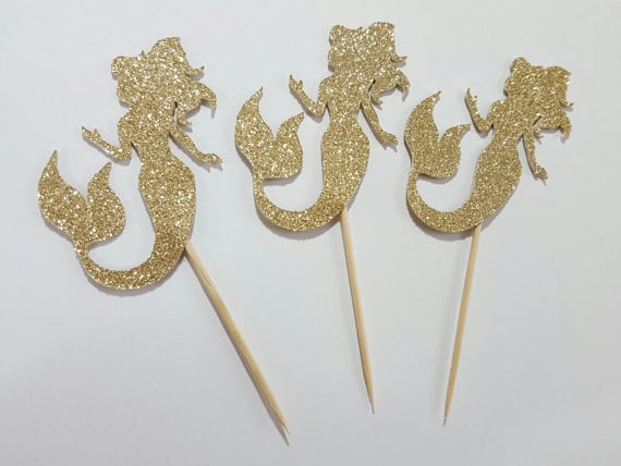 Gold Mermaid Cupcake Toppers