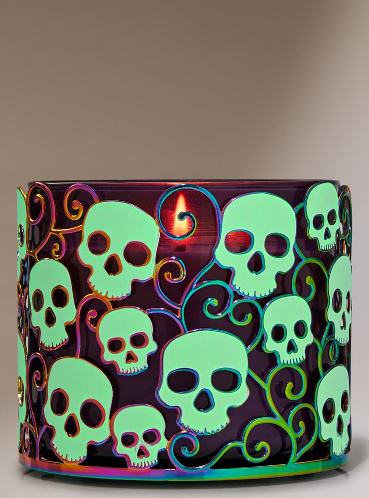 Bath & Body Works Glow in the Dark Skull 3-Wick Candle Sleeve