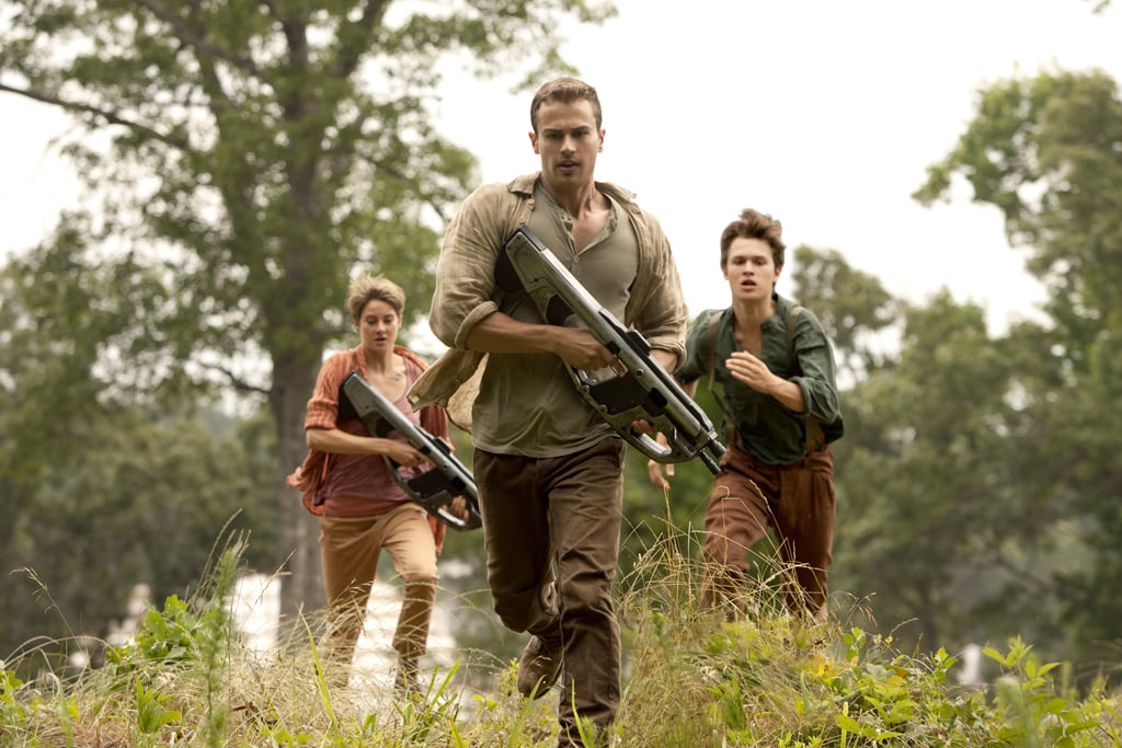 Four (Theo James) leads the charge, with Tris (Shailene Woodley) and Caleb (Ansel Elgort) in tow.