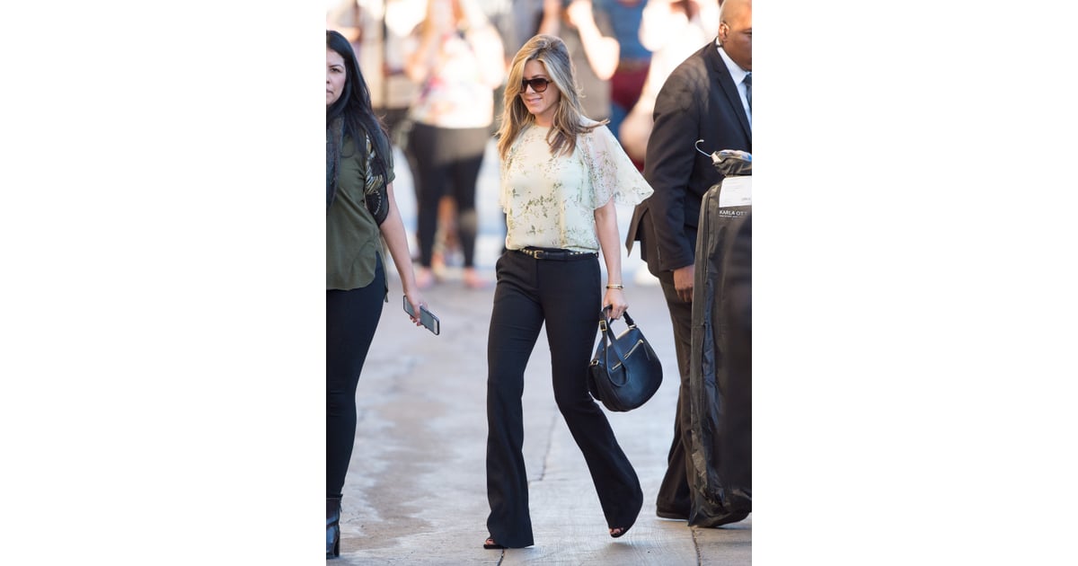 Black pants are an essential. | Jennifer Aniston's Best Style | POPSUGAR Fashion UK Photo 17