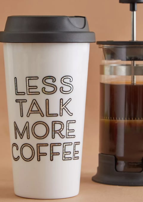 Typo – Less Talk More Coffee Flask