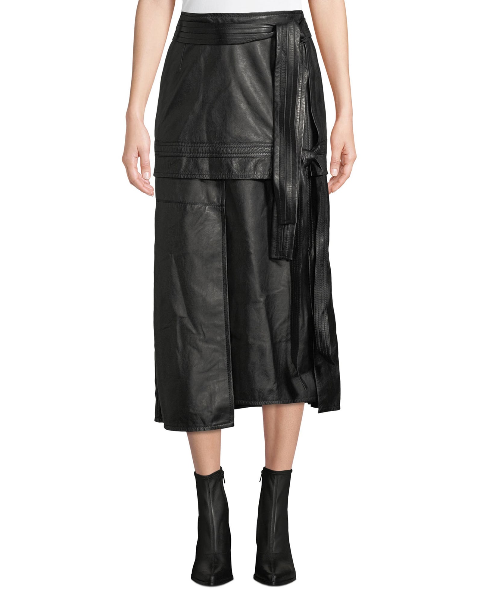 Amal Clooney Black Leather Midi Skirt 2018 | POPSUGAR Fashion