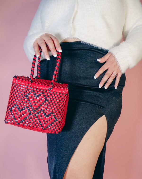 Lupe Hearts Red and Black Mini Bag