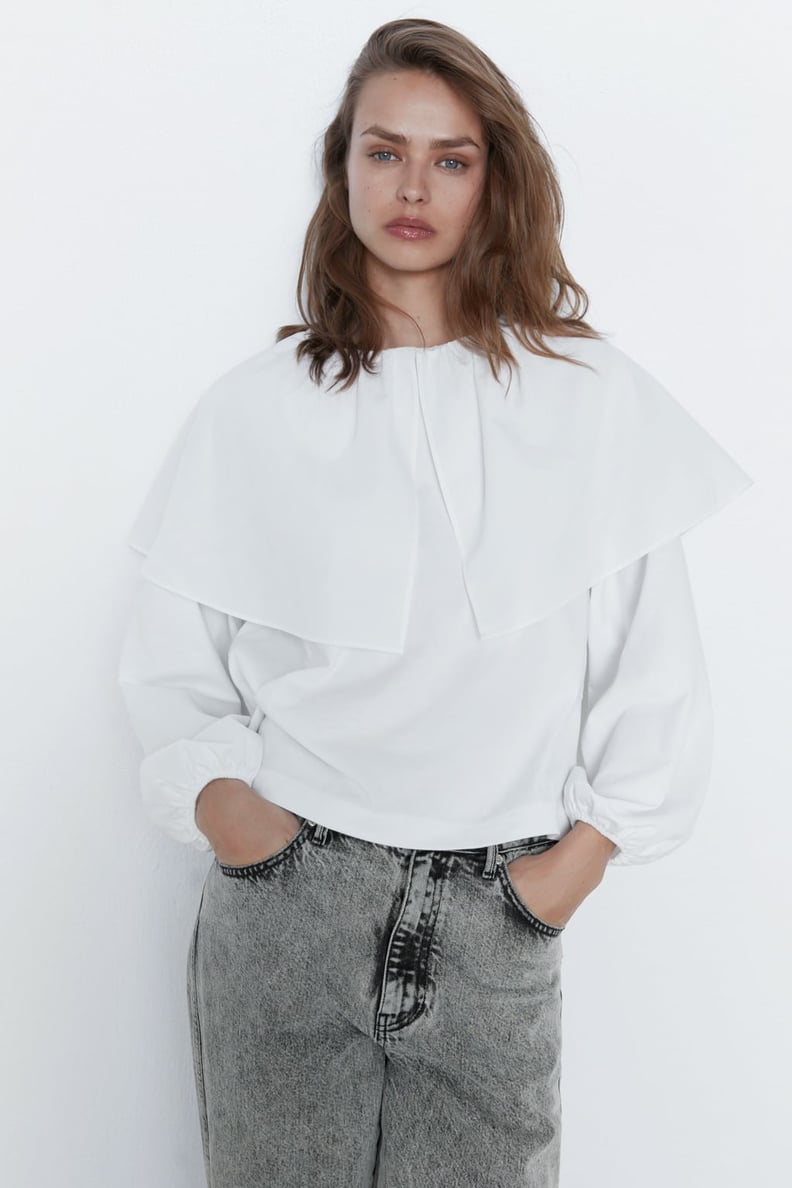 Zara Top With Poplin Detail