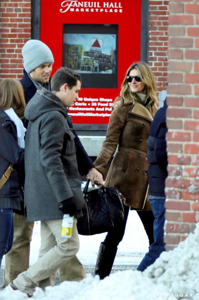 Gisele Bündchen and Tom Brady explored snowy Boston with friends.