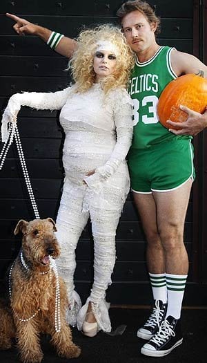 Jessica confirmed her first pregnancy by tweeting a picture of her mummy Halloween costume alongside Eric, who was dressed as Celtics star Larry Bird, on Halloween 2011.