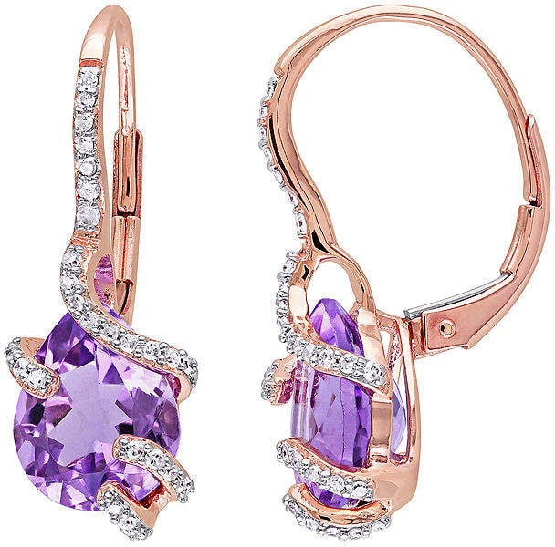 JCPenney Genuine Amethyst and Diamond Earrings
