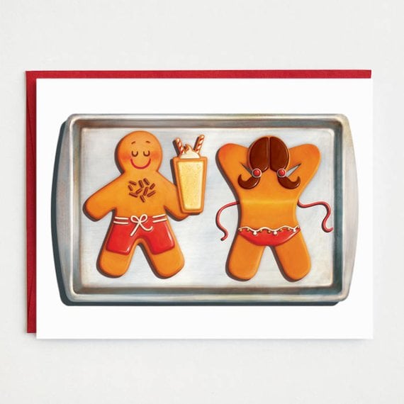 Sunbathing Gingerbread Christmas Card