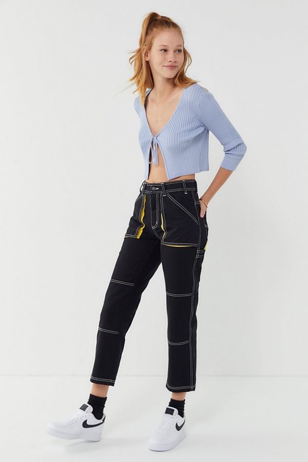 BDG Maura Contrast Stitch Cropped Utility Jean