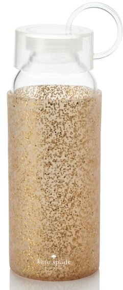 Kate Spade Gold Glitter Glass Water Bottle