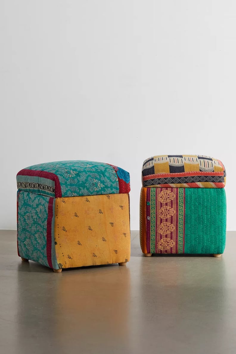 A Colorful Storage Ottoman: Urban Renewal One-Of-A-Kind Kantha Storage Pouf