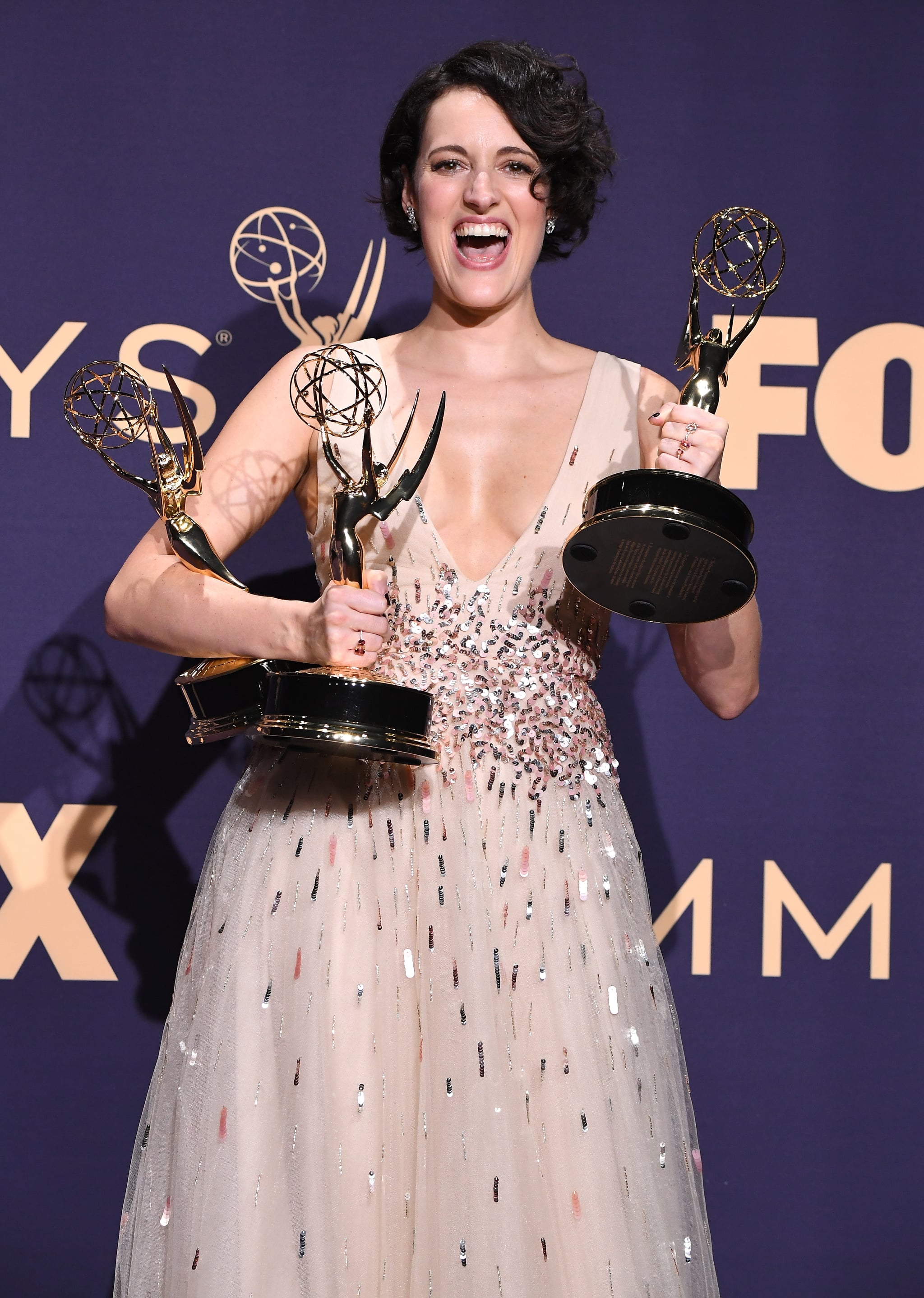 LOS ANGELES, CALIFORNIA - SEPTEMBER 22: Phoebe Waller-Bridge poses at the 71st Emmy Awards at Microsoft Theatre on September 22, 2019 in Los Angeles, California. (Photo by Steve Granitz/WireImage)