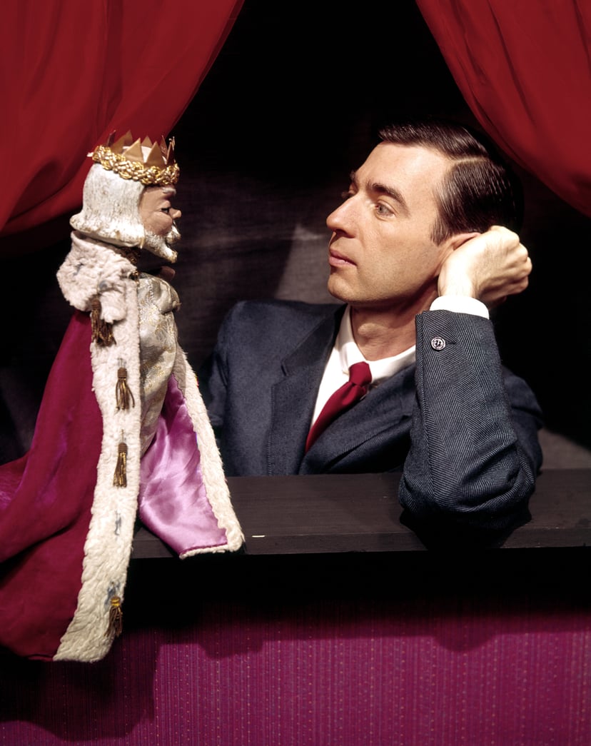 MISTER ROGERS' NEIGHBORHOOD, Fred Rogers and his puppet `King Friday', c. 1967 (at the start of the series)