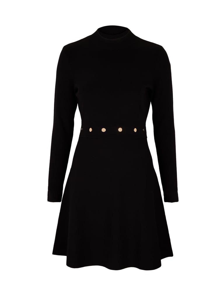 Michelle Keegan Button Detail Compact Knit Skater Dress