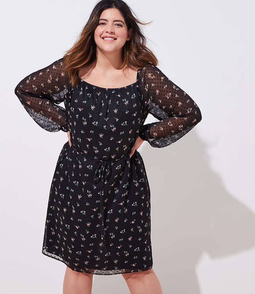 LOFT Floral Dot Square Neck Dress