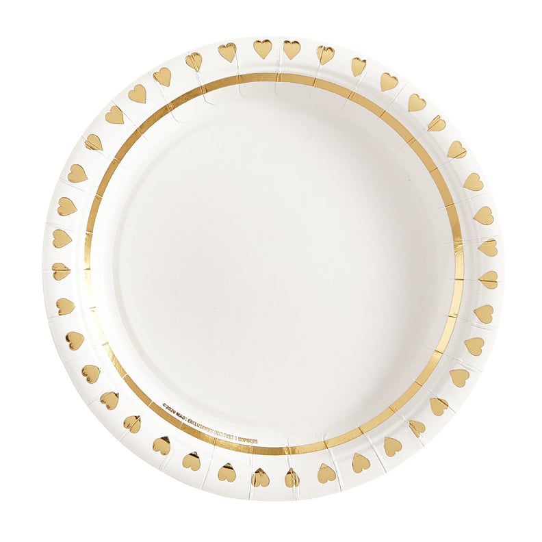 Gold Heart Paper Plates