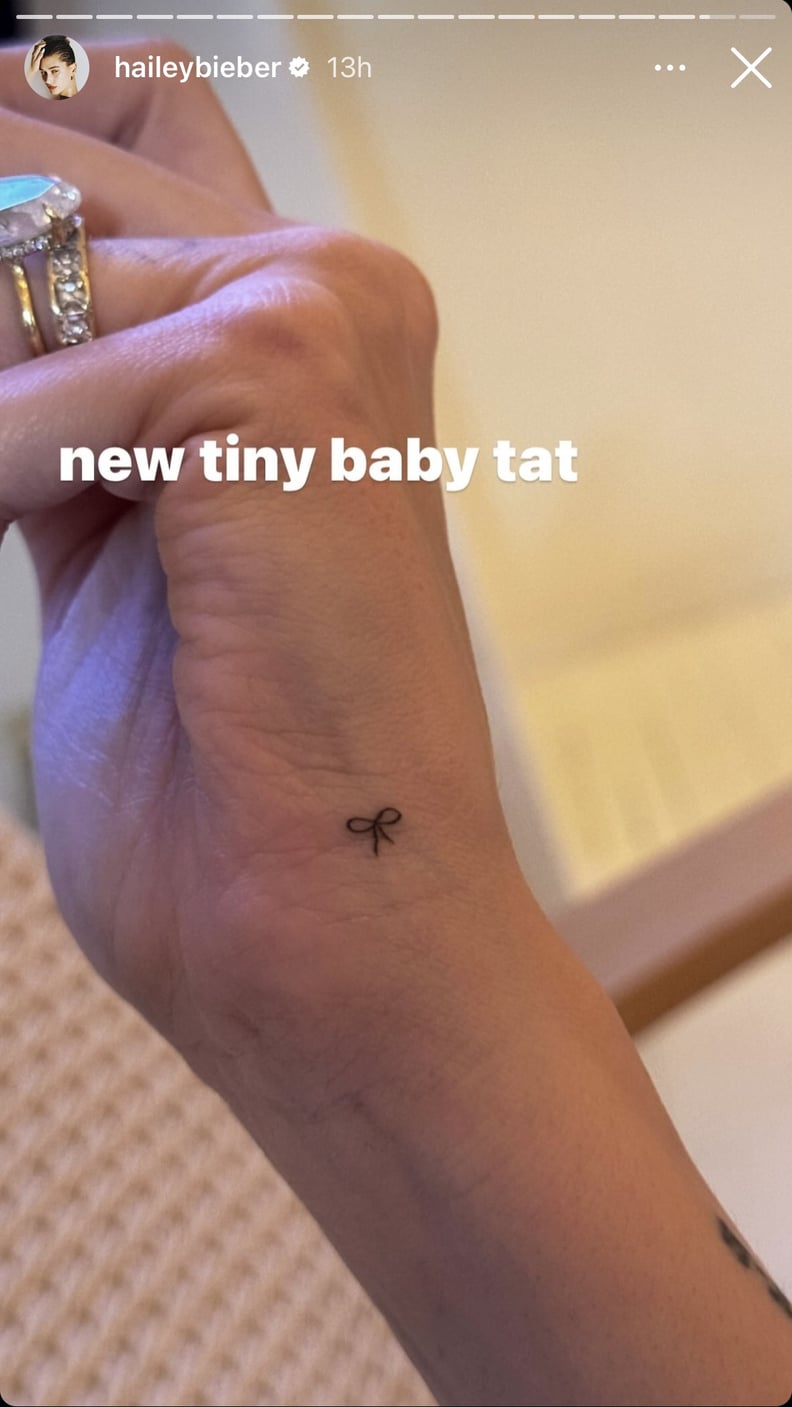 Hailey Bieber's Bow Tattoo on Her Wrist