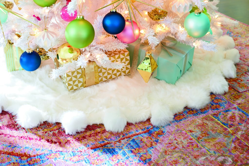 DIY Felt Christmas Tree Skirt Base Balls Faux Fur White Floor Mat Decoration UK