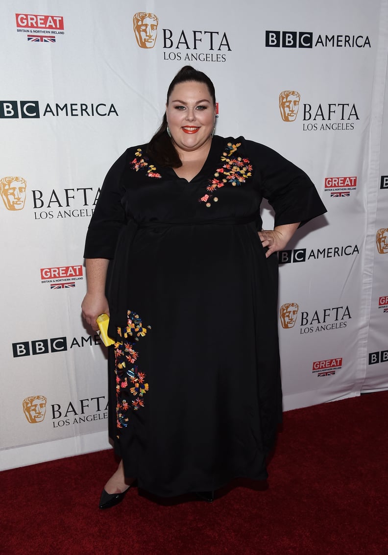 Wearing a Floral-Embroidered Tanya Taylor Dress With a Yellow Clutch