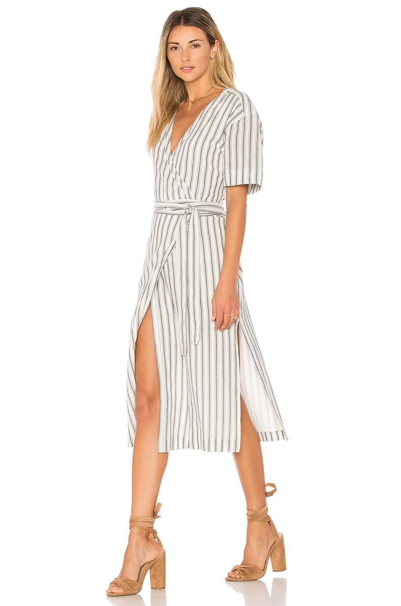 Tularosa Maddy Wrap Dress in Navy Stripe from Revolve.com