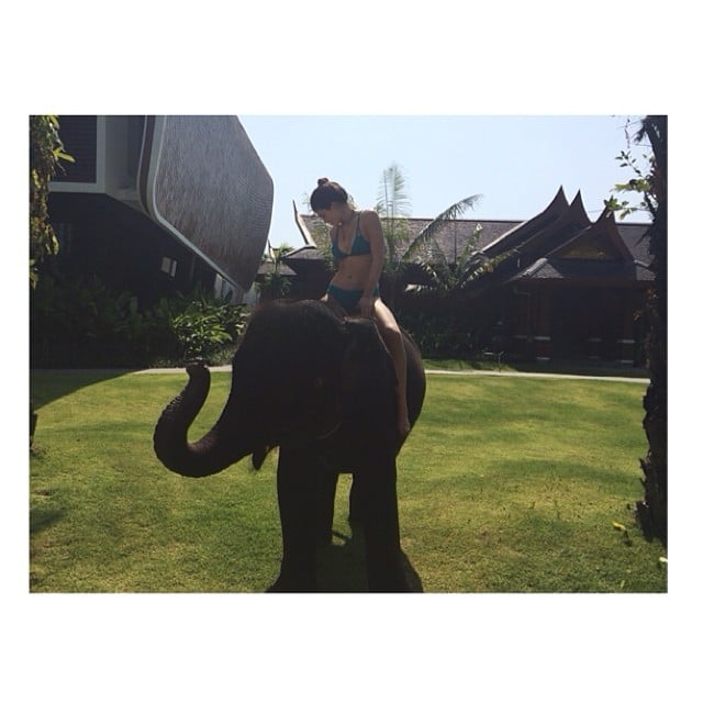 Kylie rode an elephant.
Source: Instagram user kyliejenner