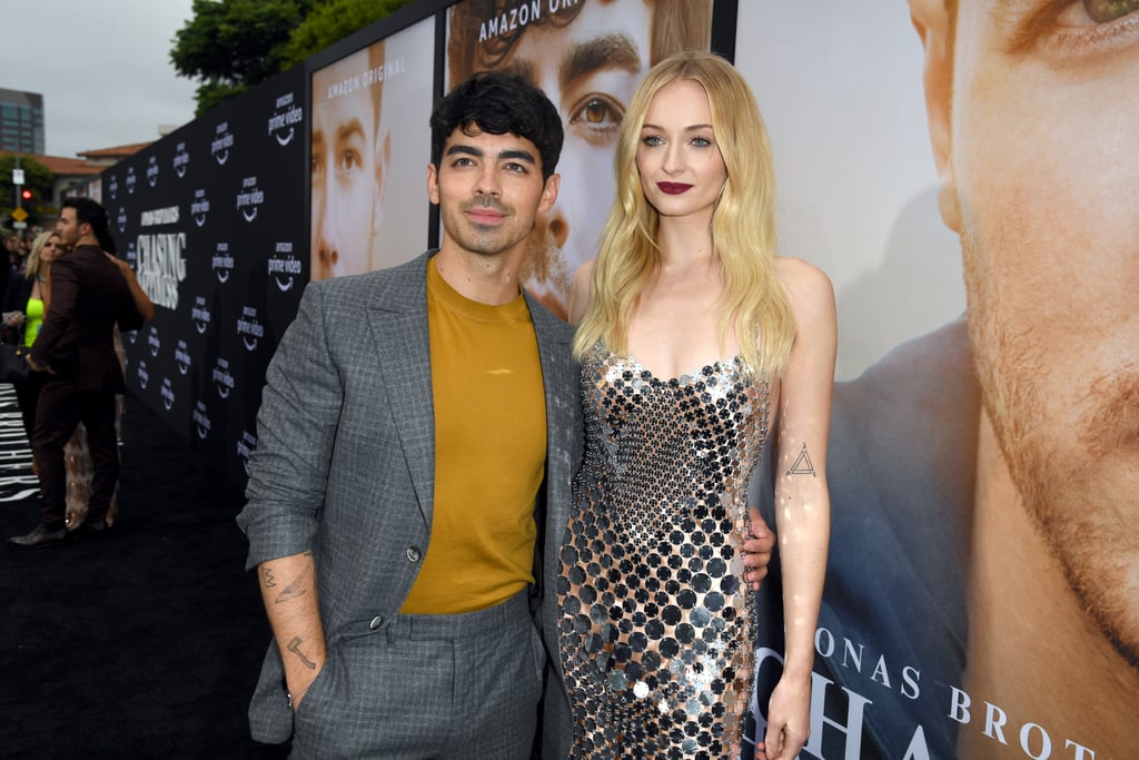 Sophie Turner Silver Chainmail Dress With Joe Jonas