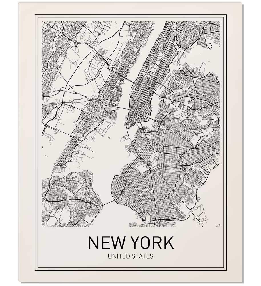 New York Map Post Print