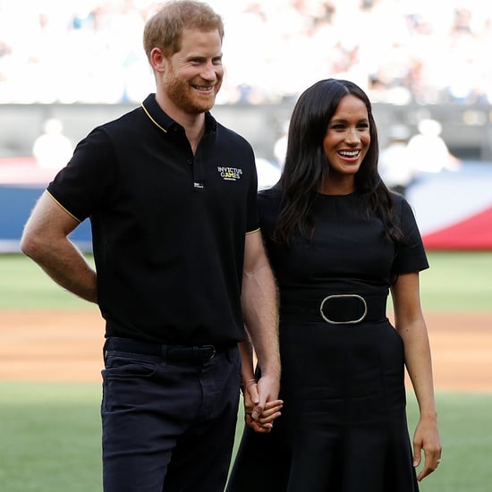 Meghan Markle Black Belted Dress at Baseball Game