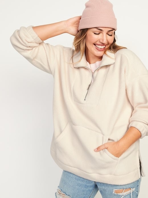 Cozy Sherpa Half-Zip Tunic Sweatshirt 