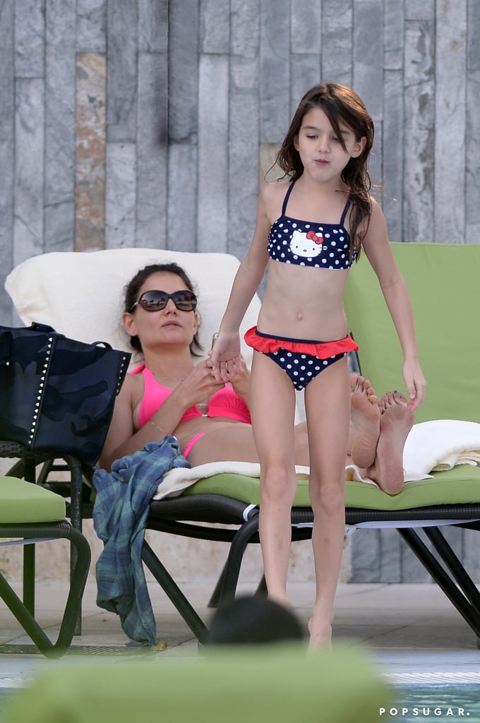 Katie Holmes and her daughter, Suri, broke out their bikinis for a pool day in Florida.