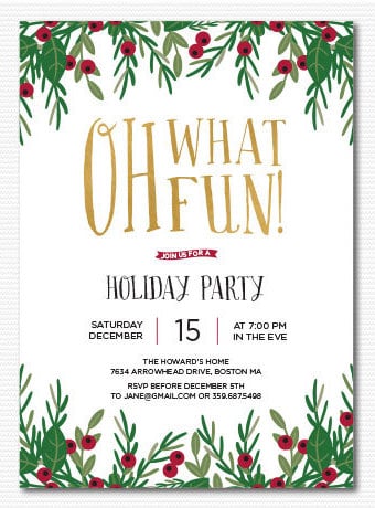 Holly Berries Holiday Party Invitation