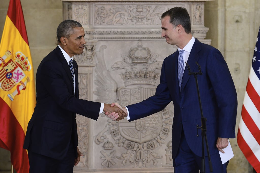 King Felipe VI and President Barack Obama at the Royal Palace in Madrid, Spain.