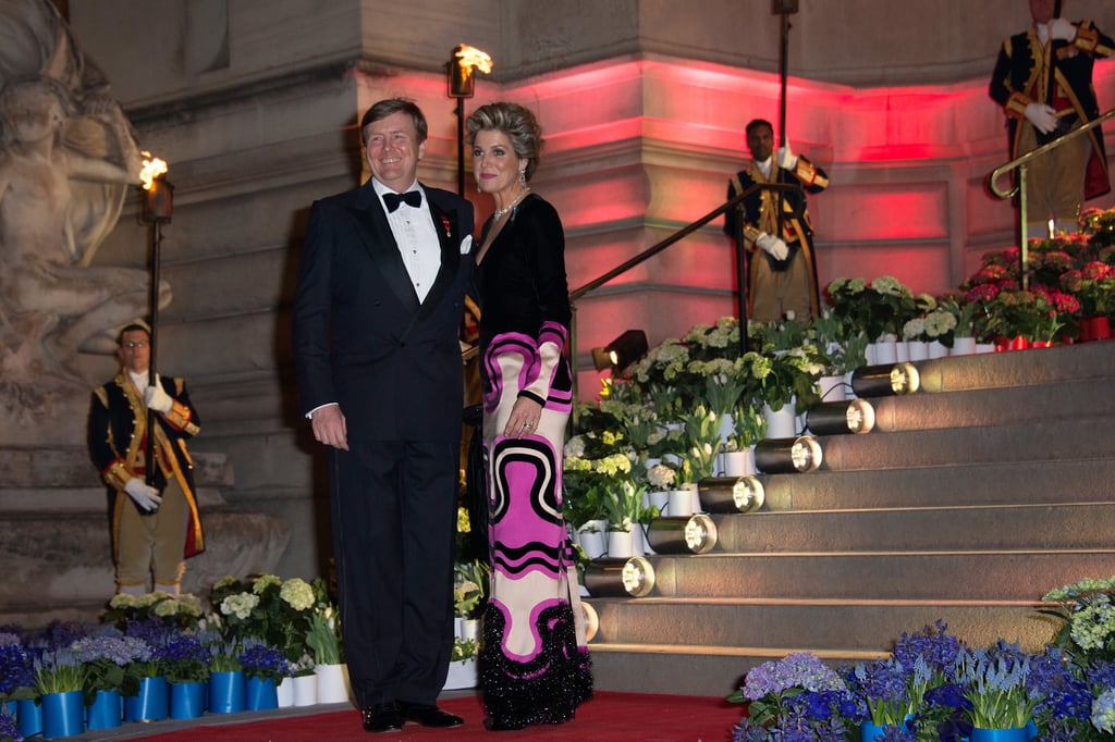Queen Maxima Wearing Printed Gown