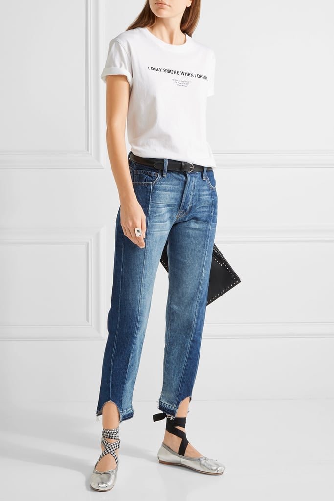 Patchwork Jeans Distressed at the Hem
