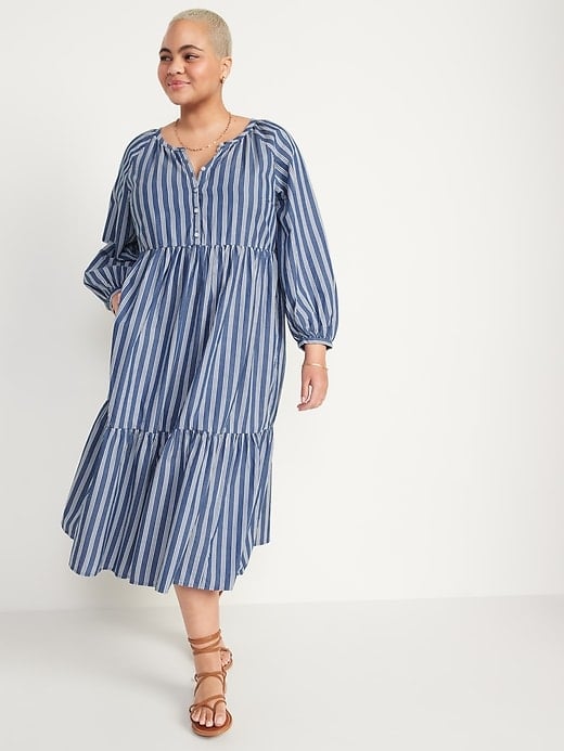 Old Navy Striped Button-Front All-Day Maxi Swing Dress