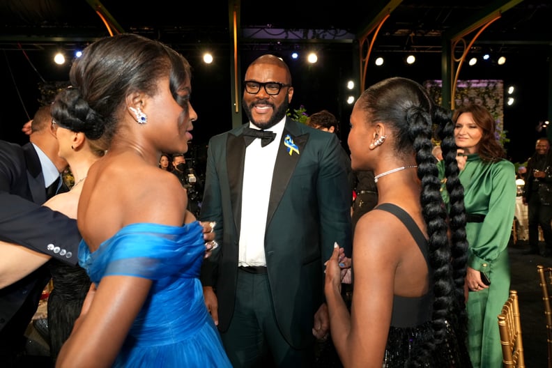 Saniyya Sidney, Tyler Perry, and Demi Singleton at the 2022 SAG Awards